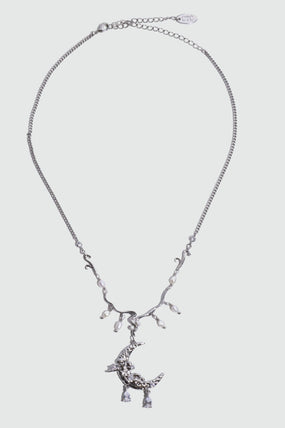 Palladium White Gold Plated Moon Pearlvine Necklace