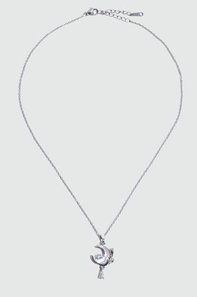 White Rose Moon Necklace