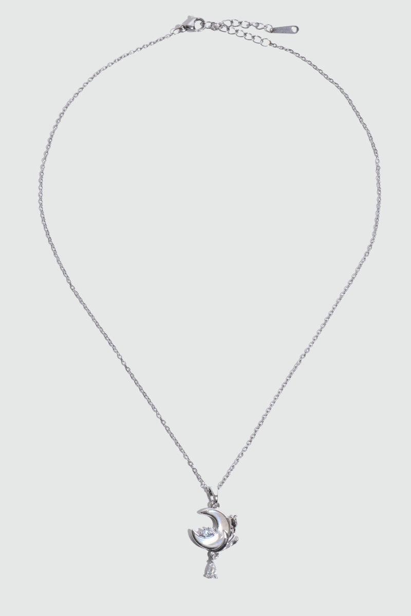 White Rose Moon Necklace
