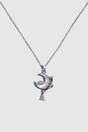 White Rose Moon Necklace