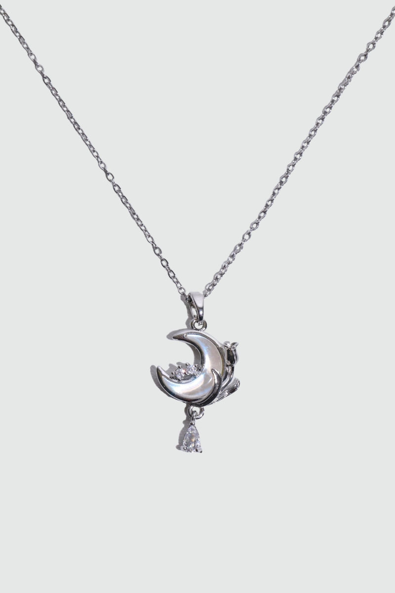 White Rose Moon Necklace