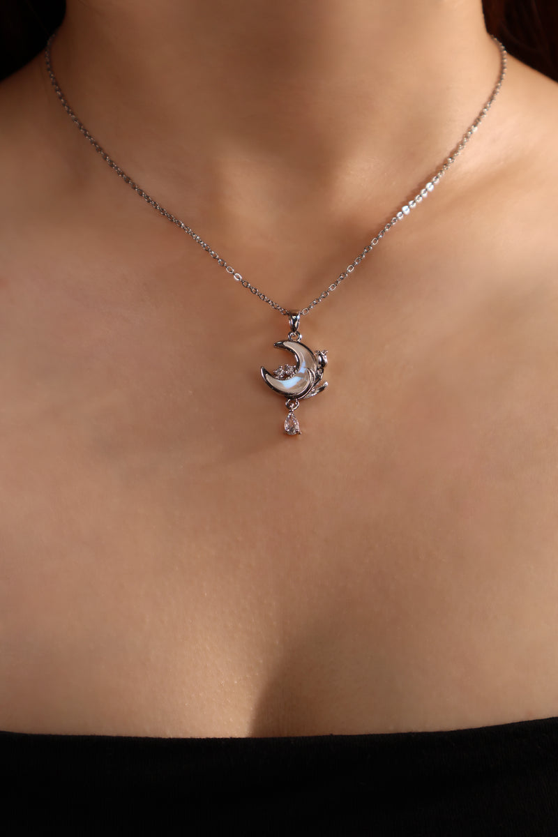 White Rose Moon Necklace