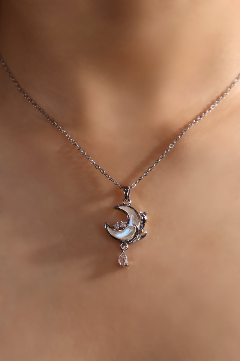 White Rose Moon Necklace