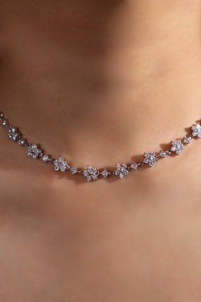 Palladium White Gold Plated Diamond Starlight Bloom Necklace