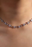 August Drop 1|Palladium Weißgold plattierte Diamant-Starlight-Bloom-Halskette