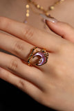 18K Real Gold Plated Moonstone Rose Moon Ring