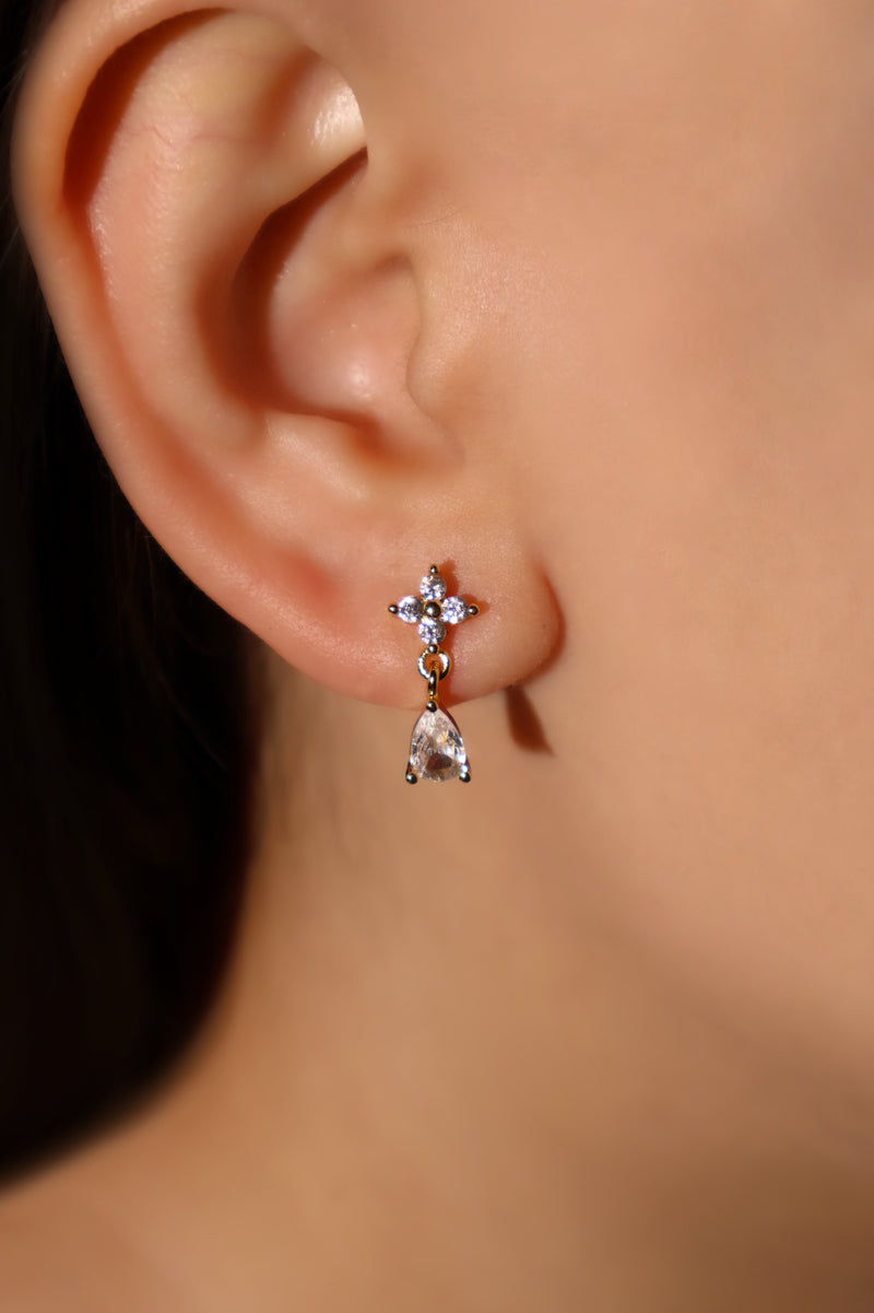 18K Real Gold Plated Starlight Petal Droplet Earrings