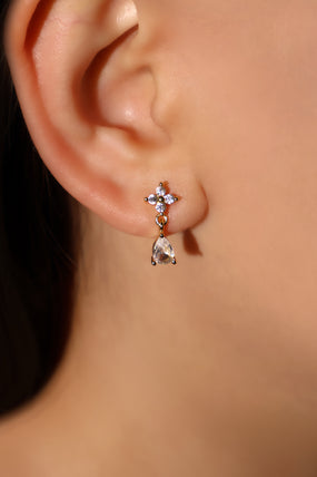 18K Real Gold Plated Starlight Petal Droplet Earrings