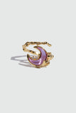 18K Real Gold Plated Moonstone Rose Moon Ring