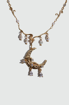 18K Real Gold Plated Moon Pearlvine Necklace
