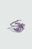 Palladium White Gold Plated Moonstone Rose Moon Ring