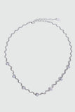 Palladium White Gold Plated Diamond Wave Necklace
