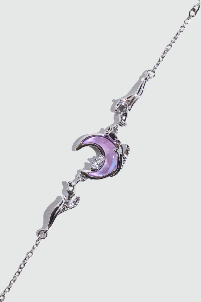 Palladium White Gold Plated Moonstone Rose Moon Bracelet