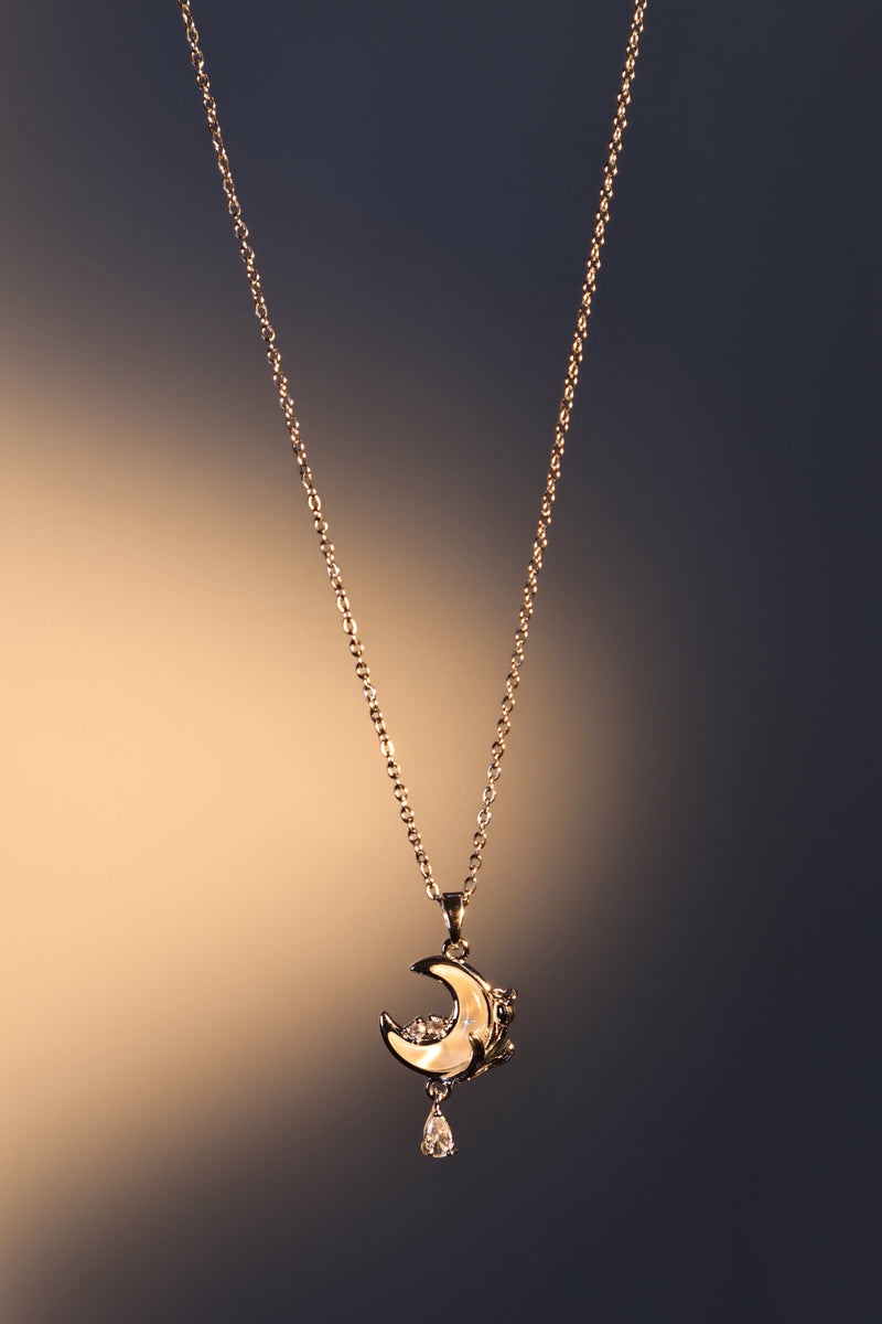 White Rose Moon Necklace