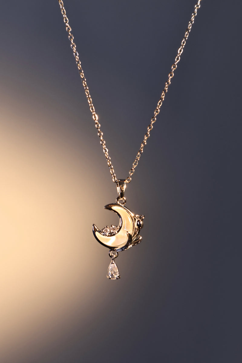 White Rose Moon Necklace