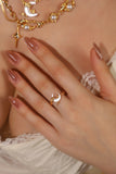 18K Real Gold Plated Natural Shell Moon Ring