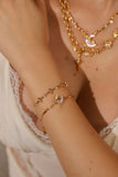Bracelet lune en coquillage naturel plaqué or véritable 18 carats