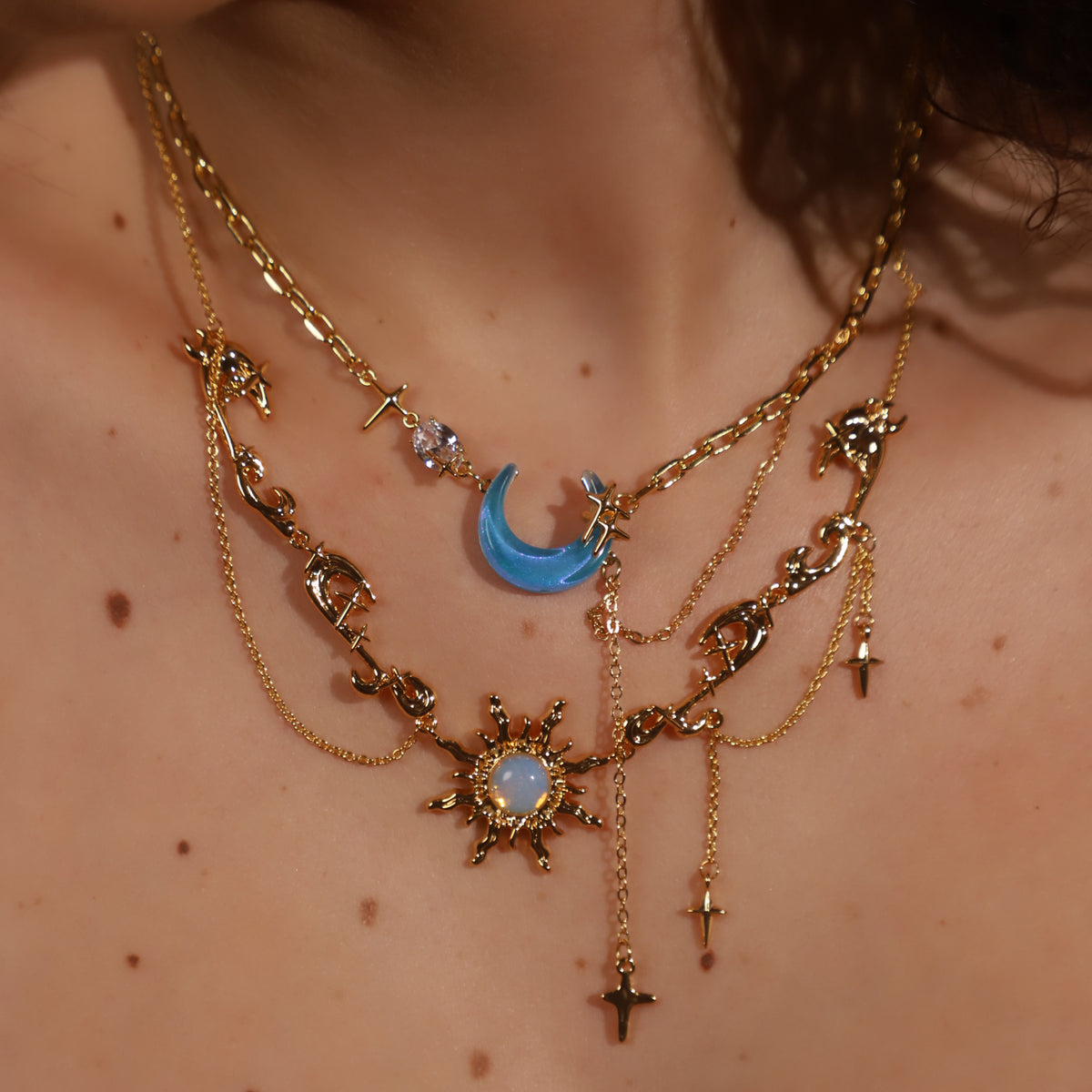 18K Real Gold Plated Frostfire Sun Necklace