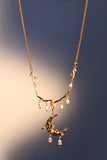 18K Real Gold Plated Moon Pearlvine Necklace