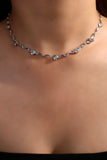 Palladium White Gold Plated Diamond Wave Necklace