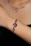 Palladium White Gold Plated Moonstone Rose Moon Bracelet