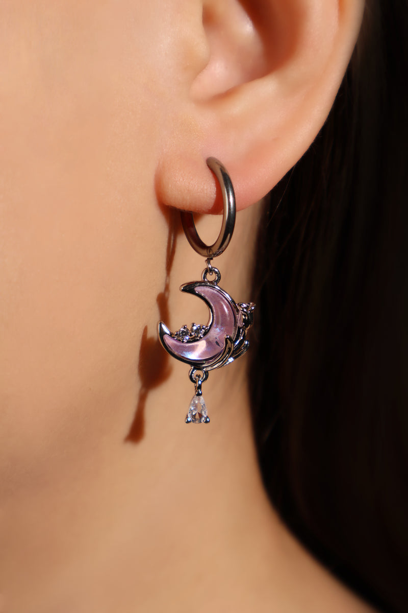 Stainless Steel Moonstone Rose Moon Earrings