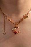 18K Real Gold Plated Red Moon Pearls Necklace