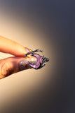 Palladium White Gold Plated Moonstone Rose Moon Ring
