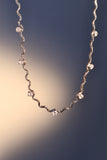 Palladium White Gold Plated Diamond Wave Necklace