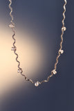 Palladium White Gold Plated Diamond Wave Necklace