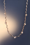 Palladium White Gold Plated Diamond Wave Necklace