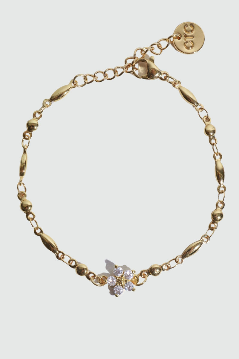 18K gold plated bracelet with a starlight bloom of sparkling zirconia