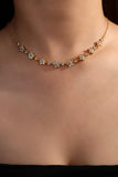 18K gold plated necklace with multiple starlight blooms of sparkling zirconia