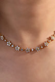 18K gold plated necklace with multiple starlight blooms of sparkling zirconia