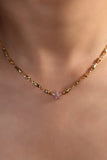 18K gold plated starlight bloom necklace with pink tourmaline zirconia gemstones