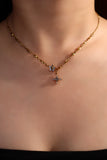 18K gold plated over stainless steel cross necklace with sparkling zirconia diamonds