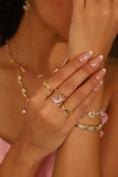 Anillo Rosa Luna brillante chapado en oro auténtico de 18 quilates