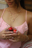 18K Real Gold Plated Sparkle Rose Moon Necklace