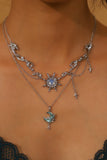 Palladium White Gold Plated Frostfire Sun Necklace
