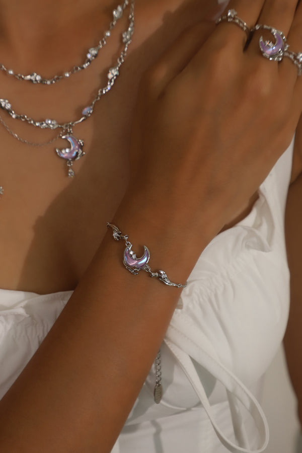 Sparkle Roze Maan Armband Verguld met Palladium-Witgoud
