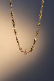 18K gold plated starlight bloom necklace with pink tourmaline zirconia gemstones