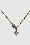 18K gold plated over stainless steel cross necklace with sparkling zirconia diamonds