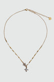 18K gold plated over stainless steel cross necklace with sparkling zirconia diamonds