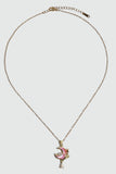 18K gold plated pink rose moon necklace with zirconia diamonds and pink moonstone