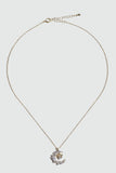 14K gold plated moon and bowknot necklace with sparkling zirconia diamonds
