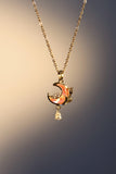 18K Real Gold Plated Pink Rose Moon Necklace