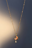 18K gold plated pink rose moon necklace with zirconia diamonds and pink moonstone
