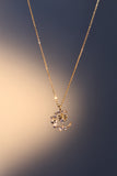 14K gold plated moon and bowknot necklace with sparkling zirconia diamonds