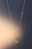 14K gold plated moon and bowknot necklace with sparkling zirconia diamonds