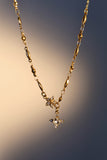 Collier croix Starlight en acier inoxydable plaqué or 18K avec diamants